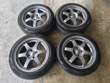 Rim second 16 TE37 siap tayar myvi city vios gm6