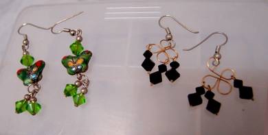Vintage Enamel And Rhinestone Earrings (2 Sets)