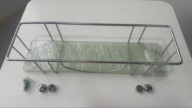 Stainless steel & glass rack, bathroom or kitchen
