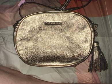 Metallic Gold Leather Medium Ginny Crossbody Bag