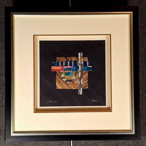 Framed Indigo III Abstract Mixed Media by Joy Broe