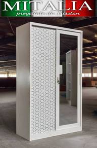 Metal Sliding Door Wardrobe with Mirror | Almari