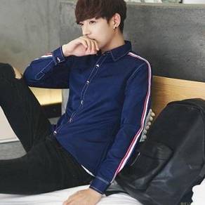 MEN DARK BLUE SHiRT KEMEJA BIRU LENGAN PANJANG🔥