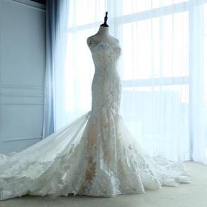 White mermaid evening wedding bridal gown RB2197