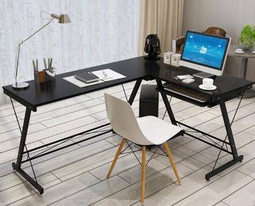 Black L Shape L-shape Table meja desk 7