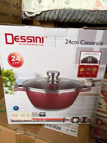 Dessini 24cm Casserole Pot with Glass Lid - Black