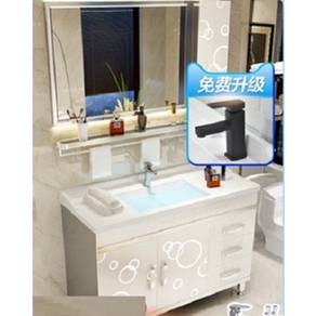 80cm BLACK Toilet Cabinet with Mounted Mirror
