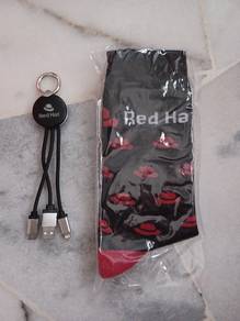 Red Hat Socks & Charging Cable