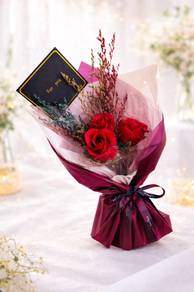 3 Red Soap Roses Bouquet Valentine's Day Surprise