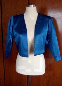 Blue Satin Short Style Jacket