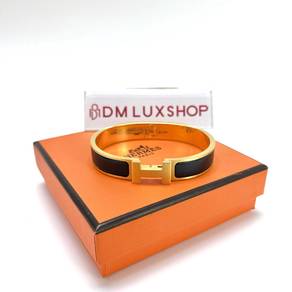 Preloved Hermes Noir Mat Clic HH Bracelet GHW