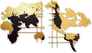 Stylish Metal World Map Wall Decor