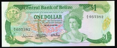 Belize $ 1 Dollar 1983 QE II - Pick 43 unc