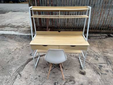 [Set] Meja Belajar Study Table Desk Rack   Kerusi