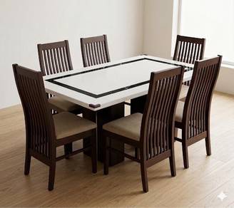 Wooden Dining Table With 6 Chairs
