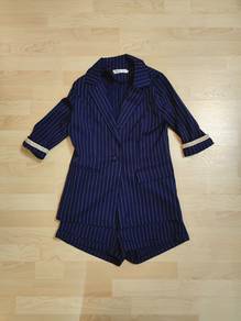 navy stripe suit with short pants