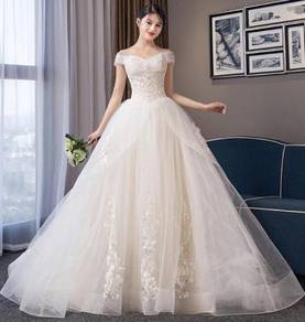 Cream off shoulder wedding dress gown RB1875