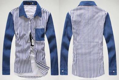 B0524 BLUE VERTICAL STRIPED LONG SLEEVE SHiRT 🔥