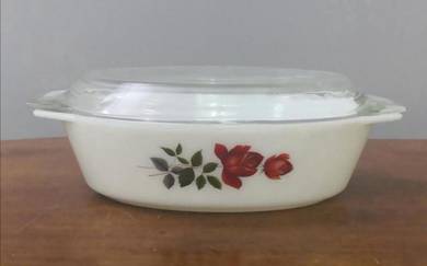 Mangkuk pyrex june rose oval bowl