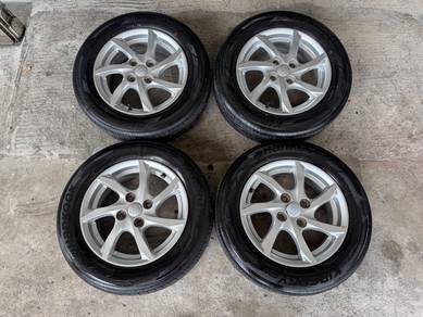 Rim original axia bezza myvi 14 inch tayar 98%