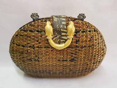 Vintage Italy Rattan Straw Woven Pillow Wicker Han