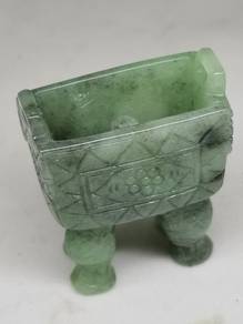 Ice Green Burma Jadeite Jade Tripod Hand Piece