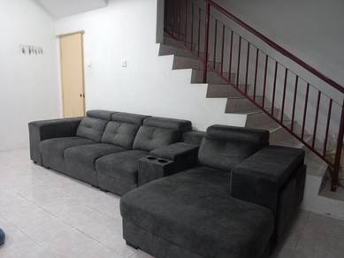 Sofa L shape 4 seater besar, 4 stool