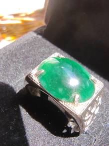 Giok Jadeite Jed Hijau Tua Gred Ais Burma Alami