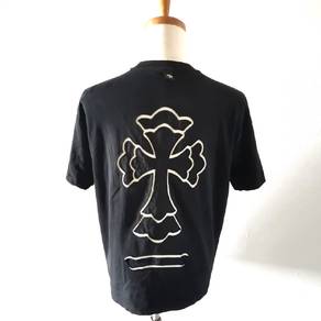 Chrome Hearts Vertical Script Cross Logo T Sh