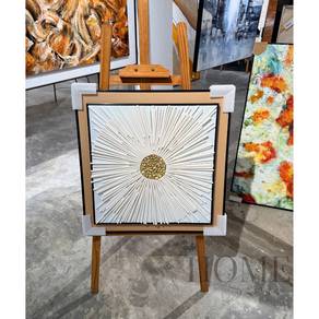 Geometric Wood Block Wall Art , Black Frame