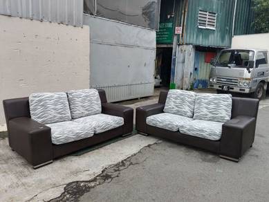 SKU : YE38K Kerusi 3+3 Seater Sofa PU Brown *ASIS