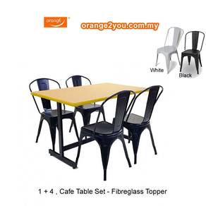 i Leg Fibreglass Cafe Table & Tolix Chair 1 + 4 (F
