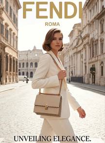 Fendi Roma Baguette Scalloped Edge Chain Bag
