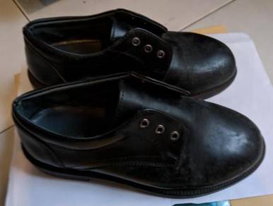 Bata pvc leather black children student shoes