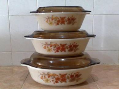 Mangkuk pyrex harvest spray oval casserole bowl 3