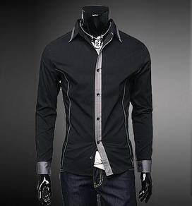 A0538 BLACK FORMAL LONG SLEEVED SHiRT KEMEJA HITAM