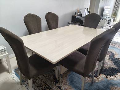 Marble Dining Table with 6 Chairs 