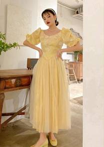 Yellow vintage princess prom dress gown RBP1535