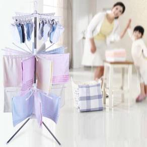 3 Tiers Foldable Clothes Drying Rack And Hanger