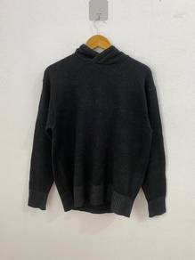 GU Black Hooded Knit Sweater