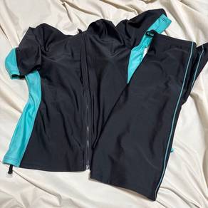 Set pakaian sukan unisex hitam turquoise
