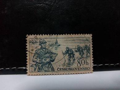 Czechoslovakia Stamp, Fishermen Fishing
