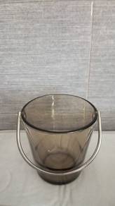 Vintage smoke glass ice bucket.