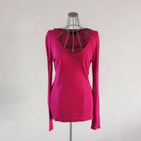 Ralph Lauren Sport Magenta Long Sleeve V-Neck Tee