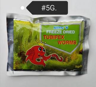 King's Freeze Dried Tubifex Worms 5gram Fish Ikan