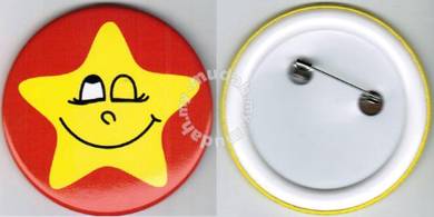 Smiley Happy face #16 Star Cartoon Button Badge