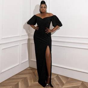 Black evening prom dress gown plus size RBP1670
