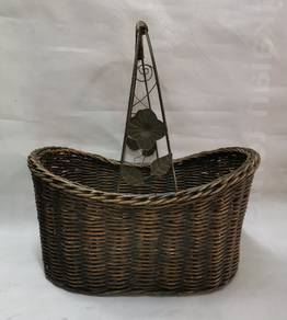 Vintage Crate & Barrel Oval Rattan Wicker Baskets