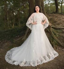White cape Wedding dress gown plus size RB1894