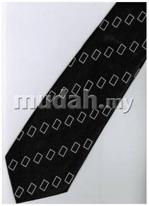 EB10 Black White Box Striped Formal Neck Tie